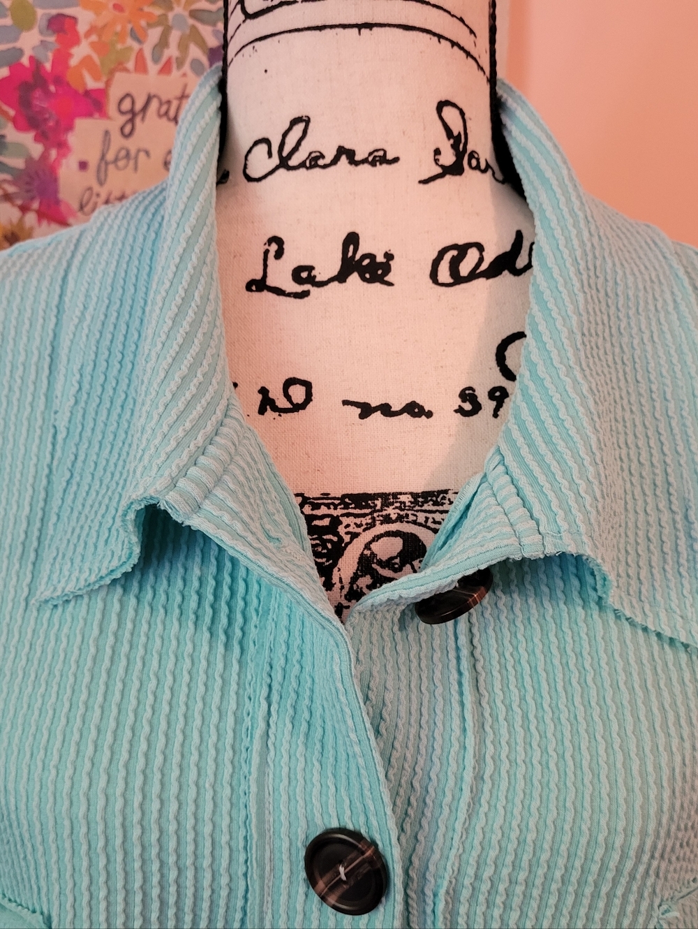 Bucket List Seafoam Green Slouchy & Soft Oversized Textured Pocket Tee, EUC, M - Picture 3 of 15